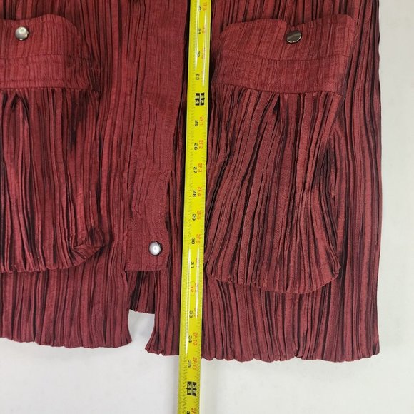 UBU Jacket Womens Small Burgundy Crinkled Retro Lightweight Full Zip Snap on - Picture 6 of 13